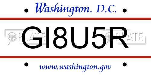GI8U5R District Of Columbia License Plate
