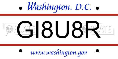 GI8U8R District Of Columbia License Plate