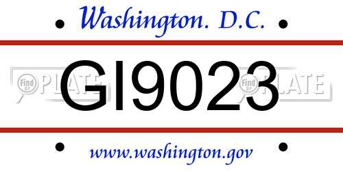 GI9023 District Of Columbia License Plate