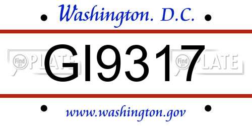 GI9317 District Of Columbia License Plate