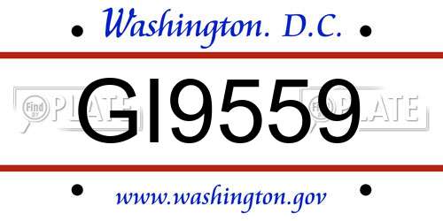 GI9559 District Of Columbia License Plate