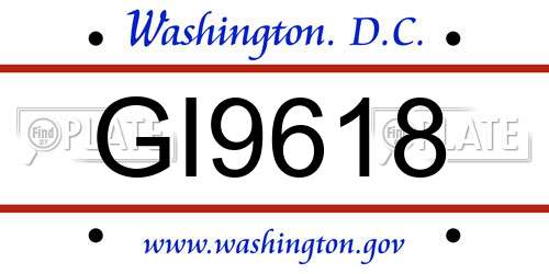 GI9618 District Of Columbia License Plate