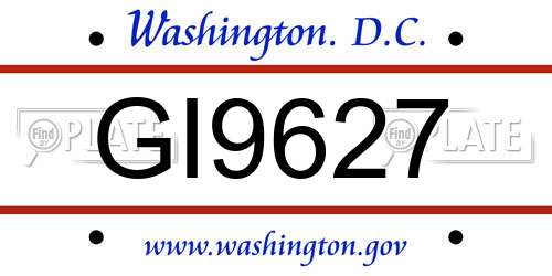 GI9627 District Of Columbia License Plate