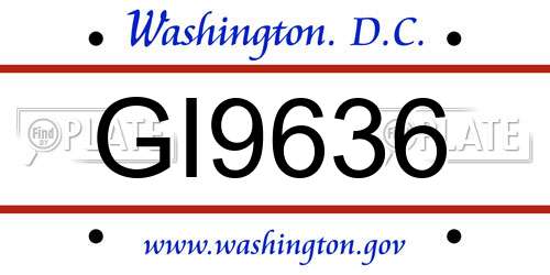 GI9636 District Of Columbia License Plate