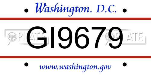 GI9679 District Of Columbia License Plate