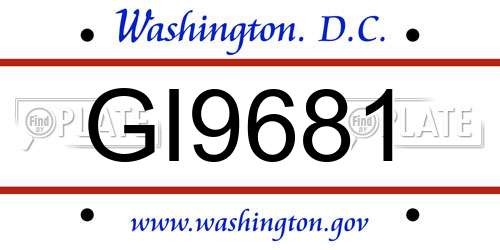 GI9681 District Of Columbia License Plate