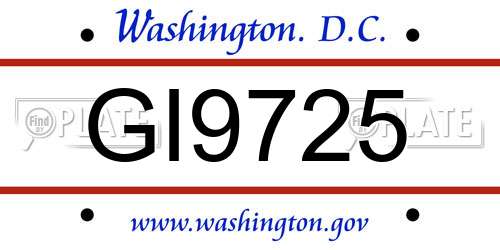 GI9725 District Of Columbia License Plate