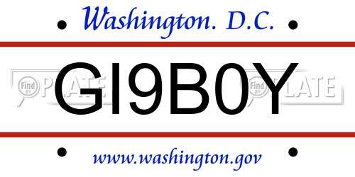 GI9B0Y District Of Columbia License Plate