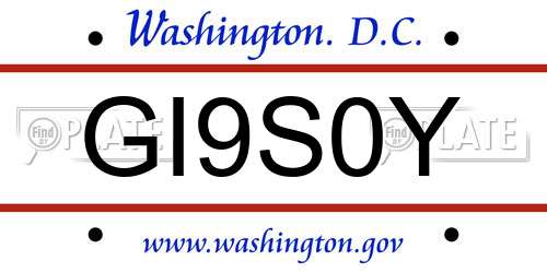 GI9S0Y District Of Columbia License Plate