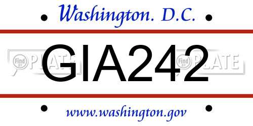GIA242 District Of Columbia License Plate