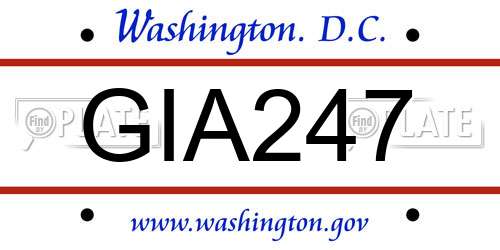 GIA247 District Of Columbia License Plate
