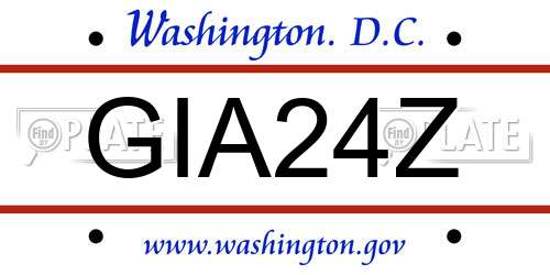 GIA24Z District Of Columbia License Plate