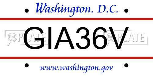 GIA36V District Of Columbia License Plate