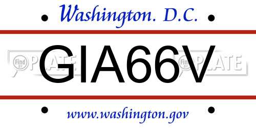 GIA66V District Of Columbia License Plate