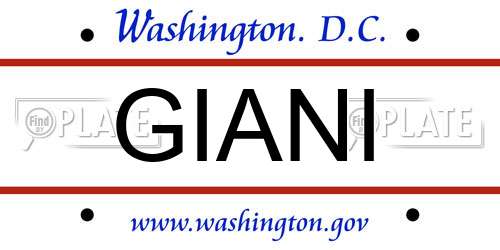 GIANI District Of Columbia License Plate