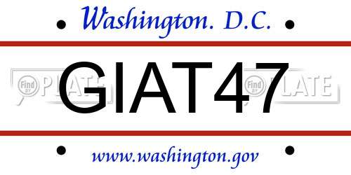 GIAT47 District Of Columbia License Plate