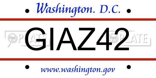 GIAZ42 District Of Columbia License Plate