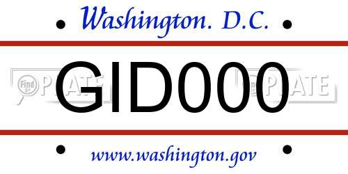 GID000 District Of Columbia License Plate