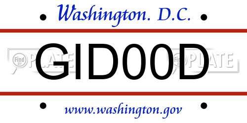 GID00D District Of Columbia License Plate