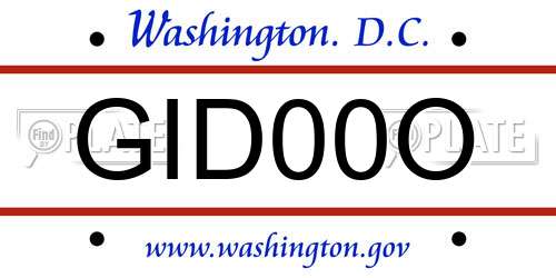 GID00O District Of Columbia License Plate