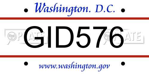 GID576 District Of Columbia License Plate