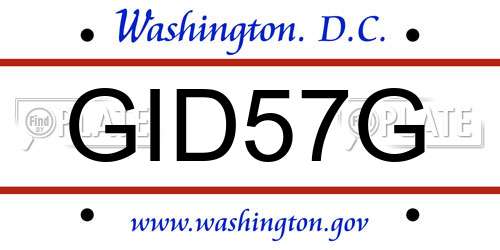 GID57G District Of Columbia License Plate
