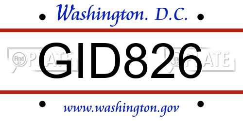 GID826 District Of Columbia License Plate