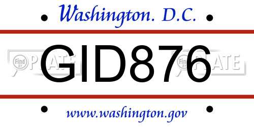 GID876 District Of Columbia License Plate