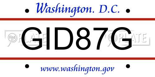 GID87G District Of Columbia License Plate