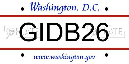 GIDB26 District Of Columbia License Plate