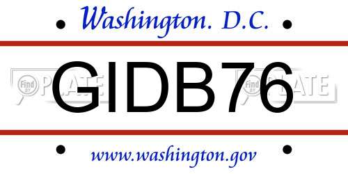 GIDB76 District Of Columbia License Plate