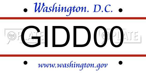 GIDD00 District Of Columbia License Plate