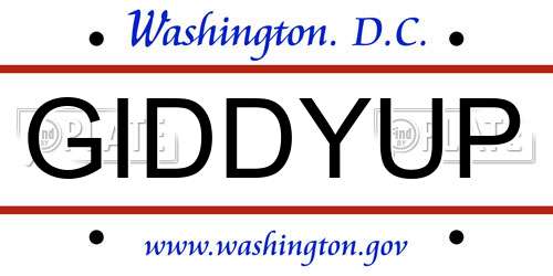 GIDDYUP District Of Columbia License Plate