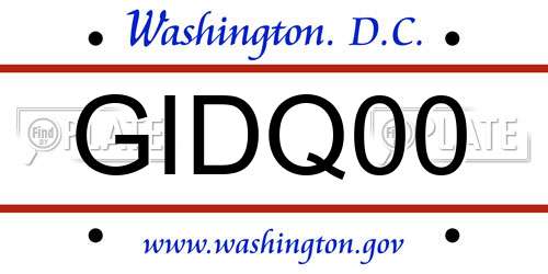 GIDQ00 District Of Columbia License Plate