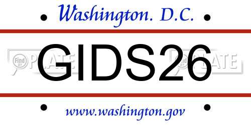 GIDS26 District Of Columbia License Plate