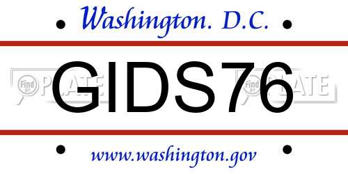 GIDS76 District Of Columbia License Plate