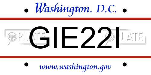 GIE22I District Of Columbia License Plate