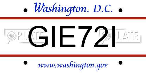 GIE72I District Of Columbia License Plate