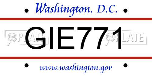 GIE771 District Of Columbia License Plate