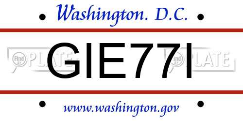GIE77I District Of Columbia License Plate