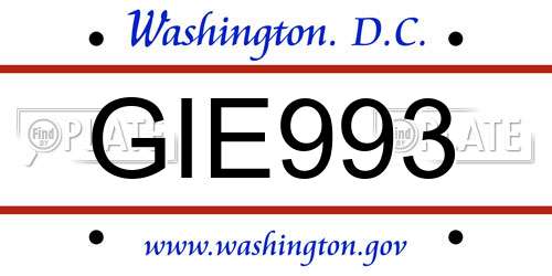 GIE993 District Of Columbia License Plate