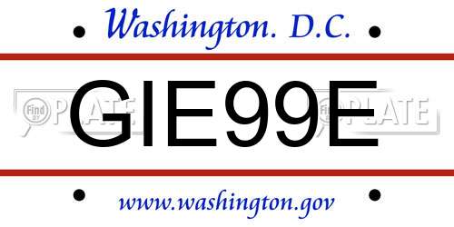 GIE99E District Of Columbia License Plate