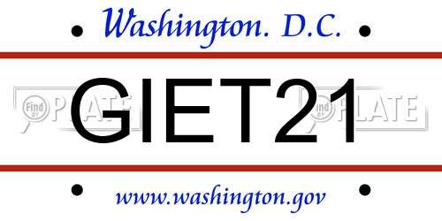 GIET21 District Of Columbia License Plate