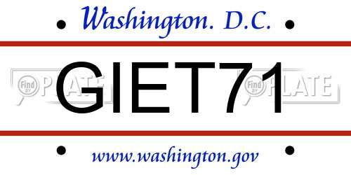 GIET71 District Of Columbia License Plate