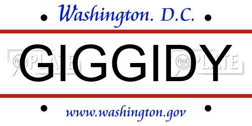 GIGGIDY District Of Columbia License Plate