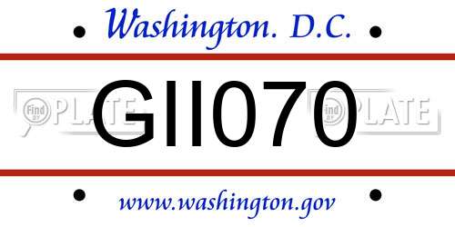 GII070 District Of Columbia License Plate
