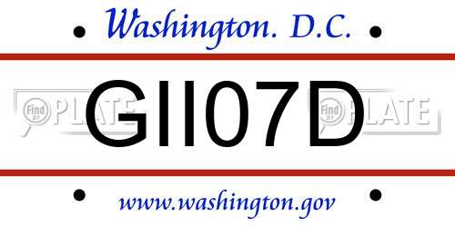 GII07D District Of Columbia License Plate