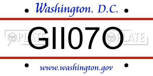 GII07O District Of Columbia License Plate
