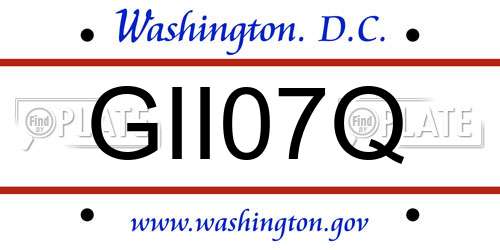 GII07Q District Of Columbia License Plate