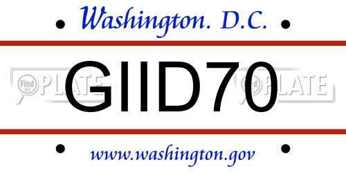 GIID70 District Of Columbia License Plate